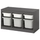 TROFAST Combinación almacenamiento+cajas, gris blanco/gris, 39x17 3/8x22 "