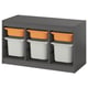 TROFAST Combinación almacenamiento+cajas, gris naranja clara/gris, 39x17 3/8x22 "