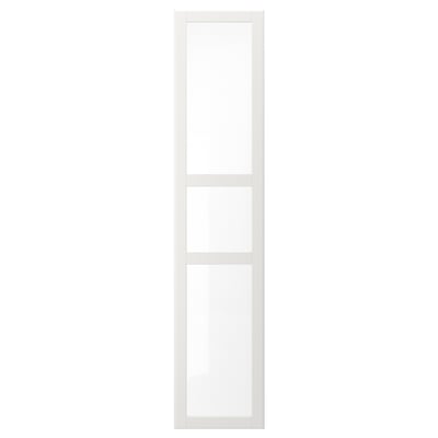 TYSSEDAL Puerta con bisagras, blanco/vidrio, 19 1/2x90 3/8 "