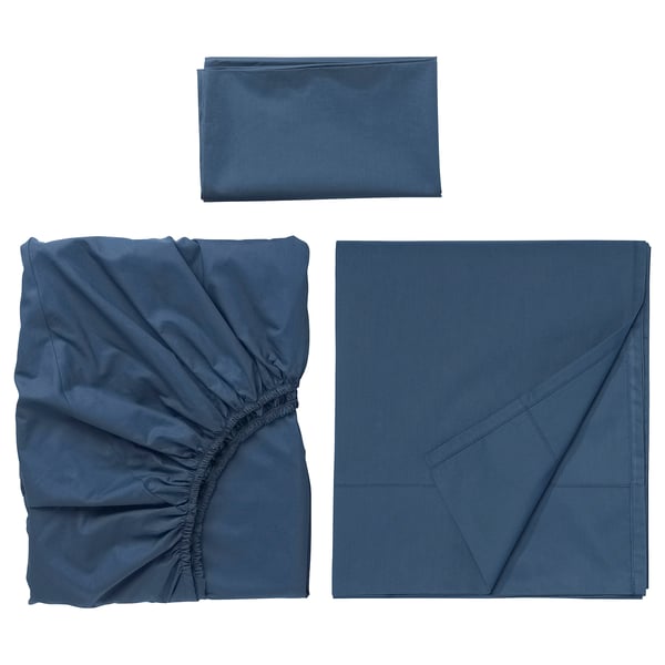 ULLVIDE Juego de sábanas, azul oscuro, Tamaño twin