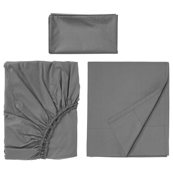 ULLVIDE Juego de sábanas, gris, Tamaño twin
