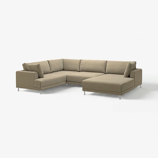 UPPÅKRA Sofá con forma de U, 4-5 plazas, con chaise longue, drcha/Johanneshov marrón-beige