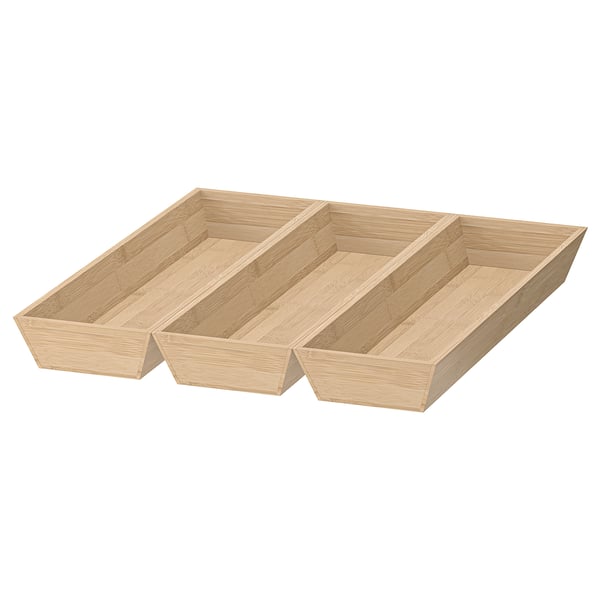 UPPDATERA Bandeja de utensilios, 3 piezas, bambú, 17x19 ½ "