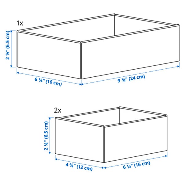 UPPDATERA Caja, juego de 3, gris