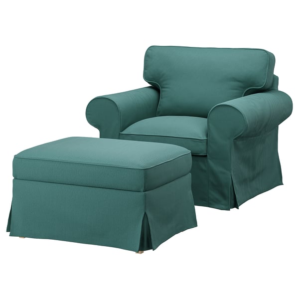 UPPLAND Sillón y reposapiés, Kelinge gris turquesa