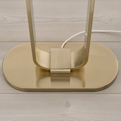 UPPVIND Lámpara de piso, enchapado en latón/blanco, 59 "