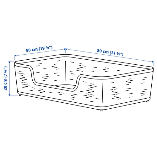 UTSÅDD Cama para perro, ratán, 31 ½x19 ¾x7 ¾ "