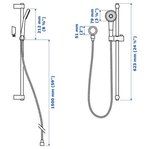 VALLAMOSSE Riel ajustable pared+ducha, cromado