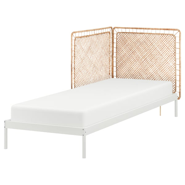 VEVELSTAD Base de cama+2 cabeceras, blanco/Tolkning ratán, Tamaño twin