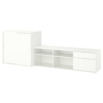 VIHALS Combinación para almacenaje/TV, blanco, 108 1/4x18 1/2x35 3/8 "