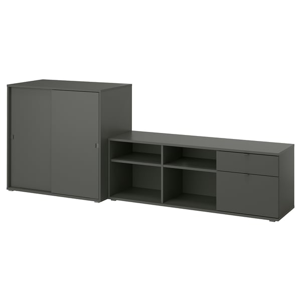 VIHALS Combinación para almacenaje/TV, gris oscuro, 95 1/4x14 5/8x35 3/8 "