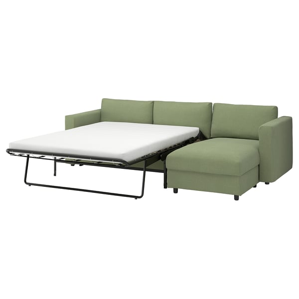 VIMLE Sofá cama+chaise longue, Mosshed gris-verde