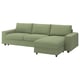 VIMLE Sofá cama+chaise longue, +reposabrazos anchos/Mosshed gris-verde