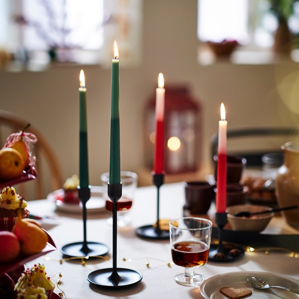 VINTERFINT Vela candelabro sin aroma, multicolor, 11 ¾ "