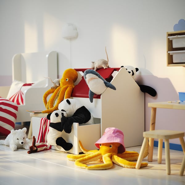 VITBJÖRN Módulo de almacenaje+cajón, blanco/rojo, 31 1/2x21 5/8x30 3/4 "