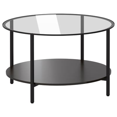 VITTSJÖ Mesa de centro, negro-marrón/vidrio, 29 1/2 "