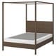 YTTERVÅG Base de cama con dosel, marrón grisáceo/Lyngör blanco, Tamaño queen