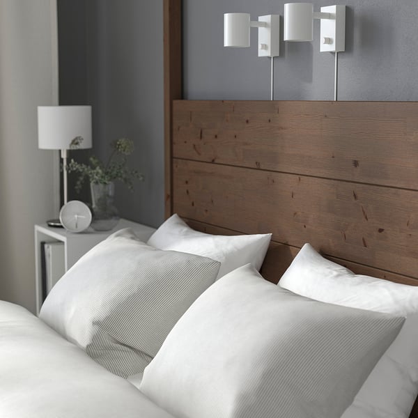 YTTERVÅG Base de cama con dosel, marrón grisáceo/madera, Tamaño King
