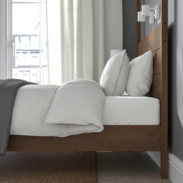 YTTERVÅG Base de cama con dosel, marrón grisáceo, Tamaño King