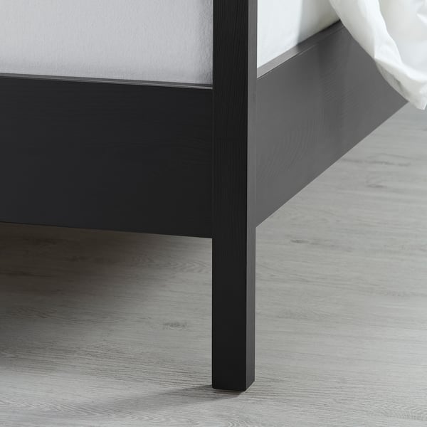 YTTERVÅG Base de cama con dosel, negro/madera, Tamaño King